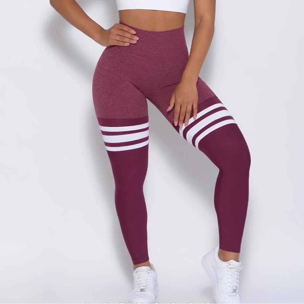 Bombshell Sportswear Perform Pocket Thigh-Highs - Burgundy Rose - XS